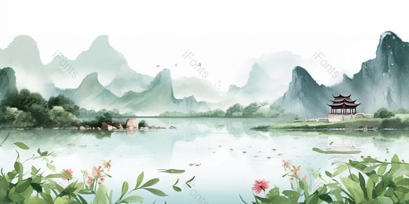 中国风山水植物风景水墨画,插画/手绘图,插画/手绘图库,插画/手绘图下载,插画/手绘